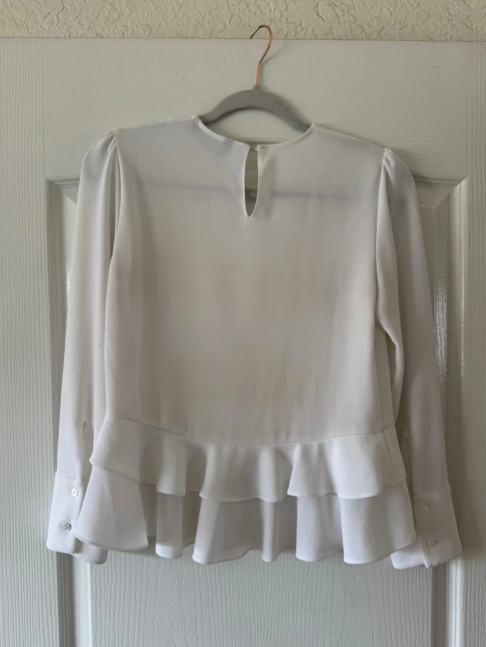 Zara XS Women's White Long Sleeve Ruffle Peplum Top